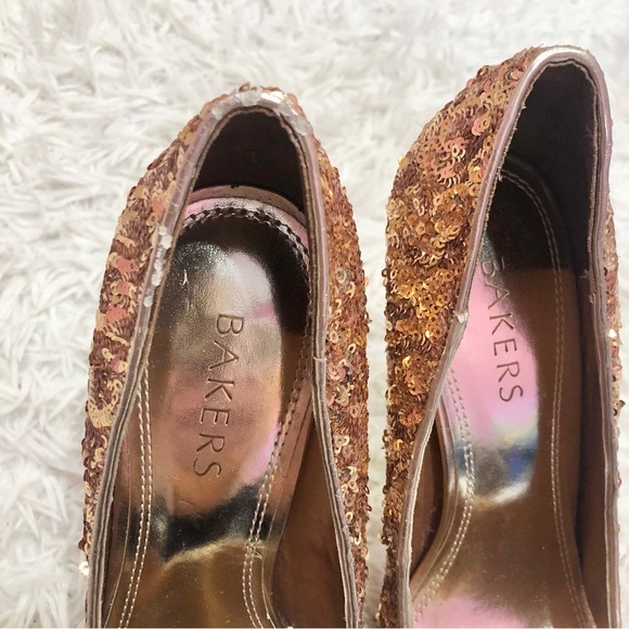 Bakers Sequin Melina Platform Stiletto Pump Heels Bronze Size 9 - Picture 7 of 10